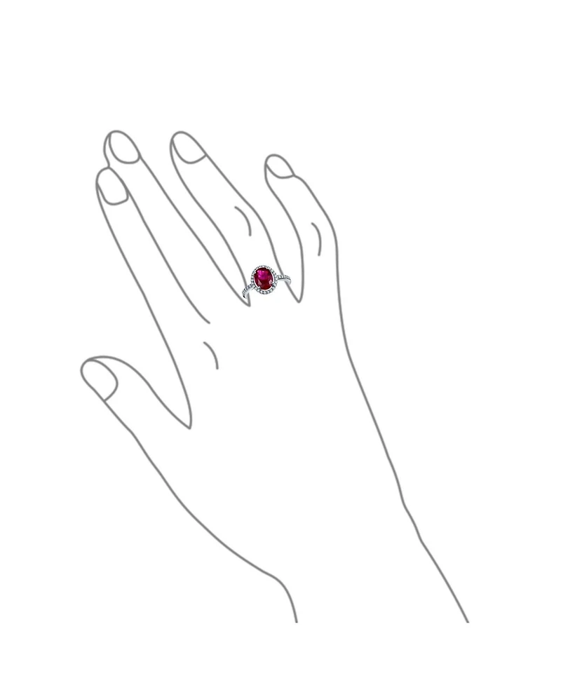 Bling Jewelry 3CT Cubic Zirconia Cz Pave Oval Solitaire Halo Red Pink Cocktail Ring Sterling Silver