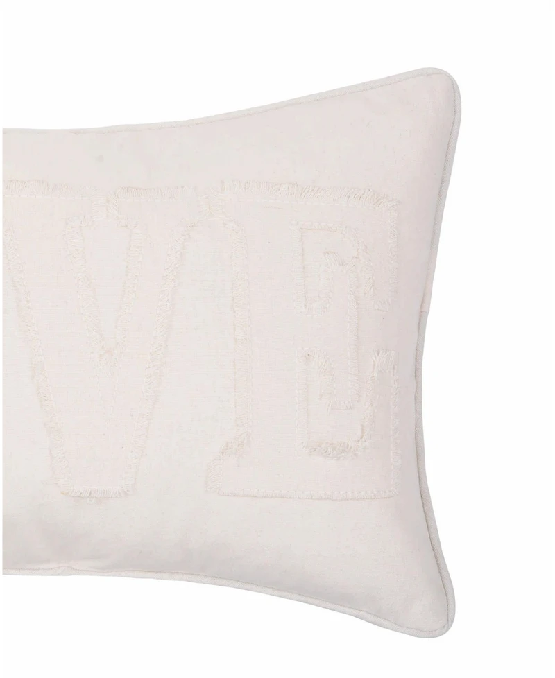 12" x 20" Valentine's Day White "Love" Applique Accent Throw Pillow