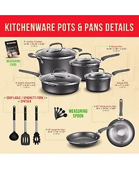 Bakken- Swiss Pots and Pans Set – 14 Piece – Non-Stick Professional Home Kitchenware – Cooking Pots with Lids – Skillet Fr