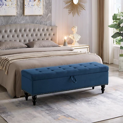 59" Bed Bench Ottoman with Storage Fabric
