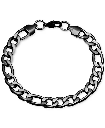 Steeltime Men's Black Ip Stainless Steel Franco Link Chain Bracelet
