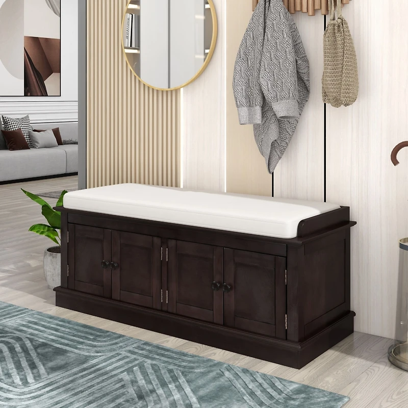 Streamdale Multi-Functional Storage Bench with Shelves and Cushion