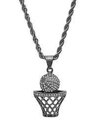 Steeltime Men's 18K Gold Plated stainless steel Basketball Hoop Simulated Diamond Pendant