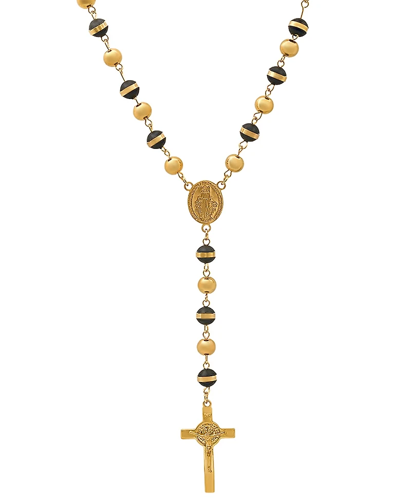 Steeltime Men's Stainless Steel Prayer Rosary 28" Lariat Necklace