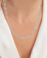 Black Spinel Pave Interlocking Paperclip Link 19" Statement Necklace (1/2 ct. t.w.) in Sterling Silver