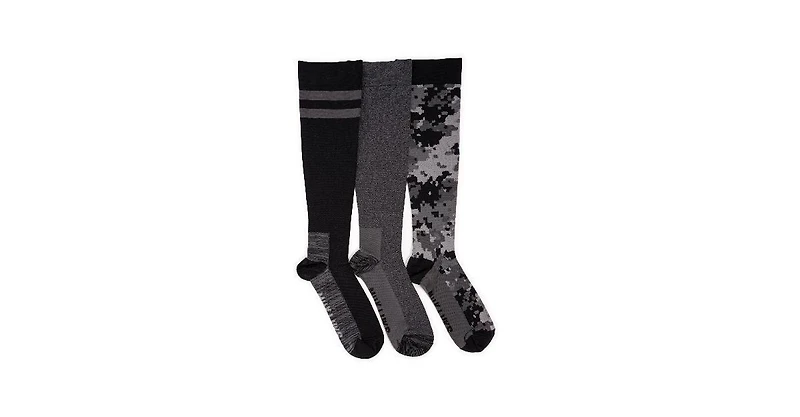 Muk Luks Men's 3 Pack Nylon Compression Knee-High Socks
