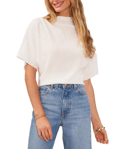 Vince Camuto Women's Textured High Neck Wide Sleeve Top