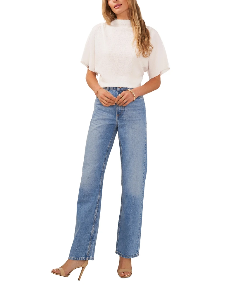 Vince Camuto Women's Textured High Neck Wide Sleeve Top