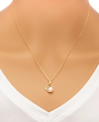 2-Pc. Set Cultured Freshwater Pearl 7mm) Swirl Pendant Necklace & Matching Stud Earrings Set in 18k Gold-Plated Sterling Silver