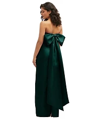 Alfred Sung Women's Strapless Draped Bodice Column Dress with Oversized Bow