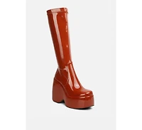 dirty dance patent high platform calf boots