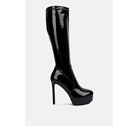 Shawtie High Heel Stretch Patent Calf Boots