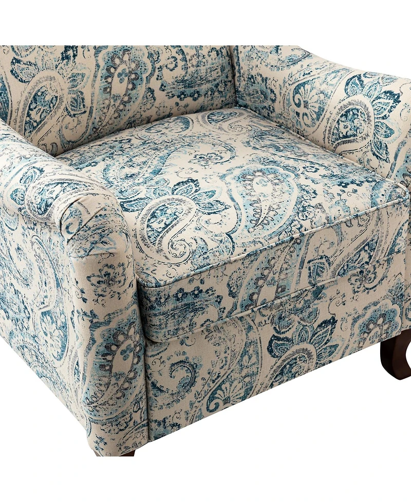 Ewert Comfy Floral Fabric Pattern Armchair with Wingback Design