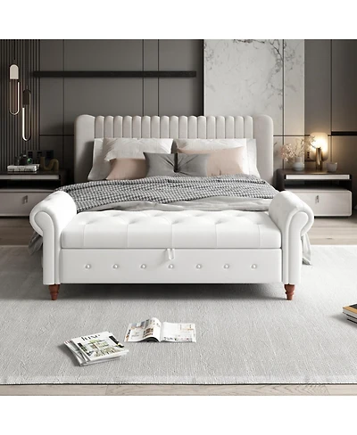 Streamdale Furniture 63" Bed Bench Cream White Fabric
