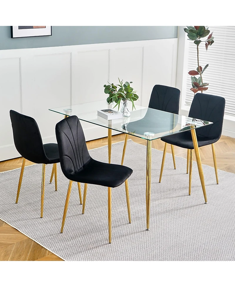 Simplie Fun Set of 4 Modern Black Dining Chairs