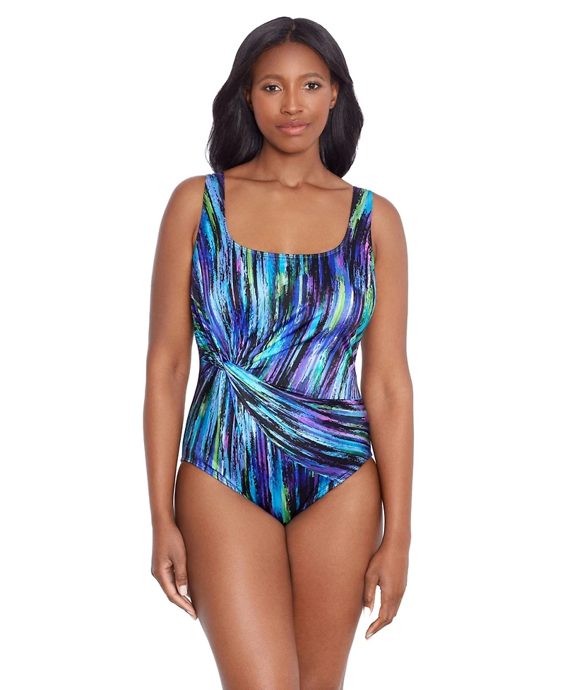Longitude by Mimi Flamingo Women's Longitude Twist Drape Tank One-Piece Swimsuit