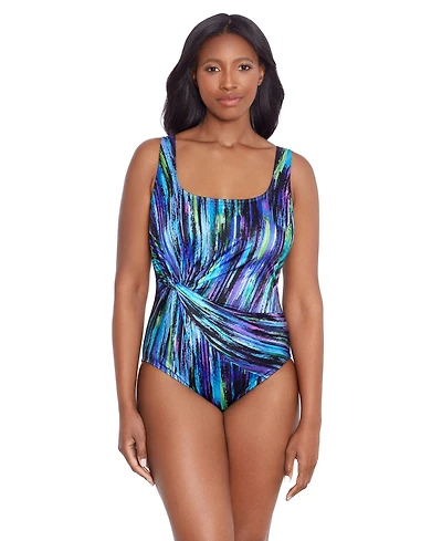 Longitude by Mimi Flamingo Women's Longitude Twist Drape Tank One-Piece Swimsuit
