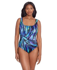 Longitude by Mimi Flamingo Women's Longitude Twist Drape Tank One-Piece Swimsuit