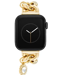 Anne Klein Women's Gold-Tone Alloy Metal Charm Accented Chain Link Bracelet designed for Apple Watch 42mm (Series 1-3 only) & 44/45/46/49mm (Ultra & U