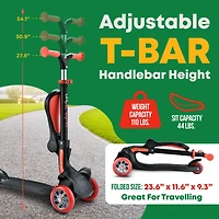 Kids Scooter – Foldable Seat Led Wheel Lights Illuminate When Rolling Children and Toddler 3 Kick Adju