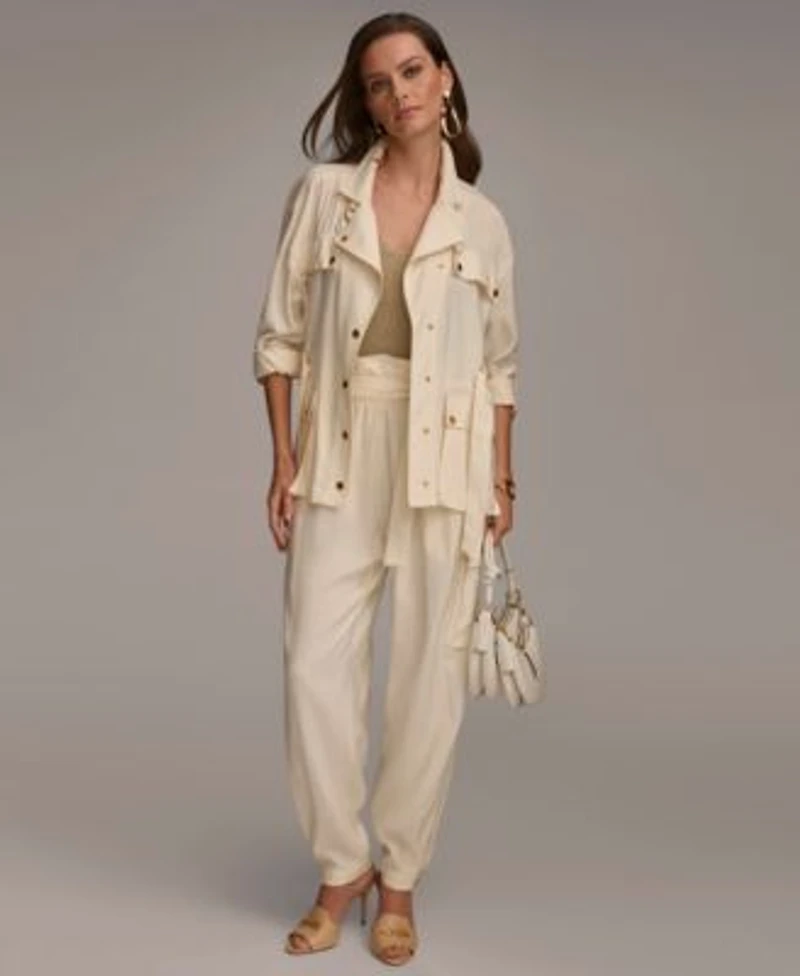 Donna Karan New York Womens Utility Jacket Belted Cargo Pants