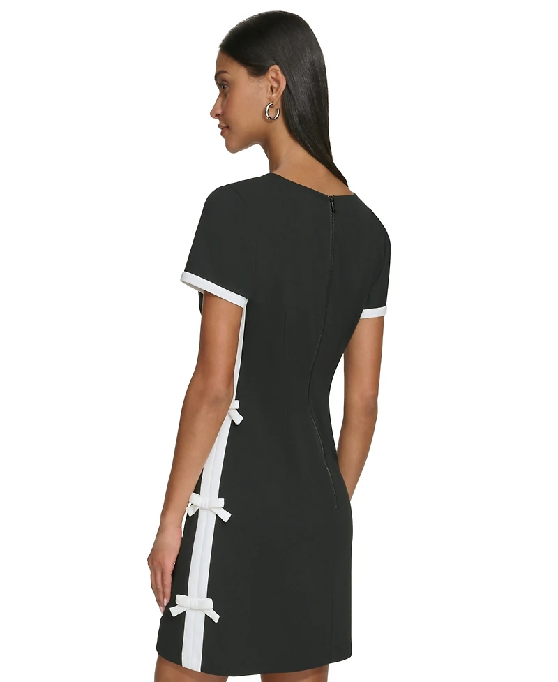 Karl Lagerfeld Paris Women's Bow Trim Scuba Crepe Sheath Dress