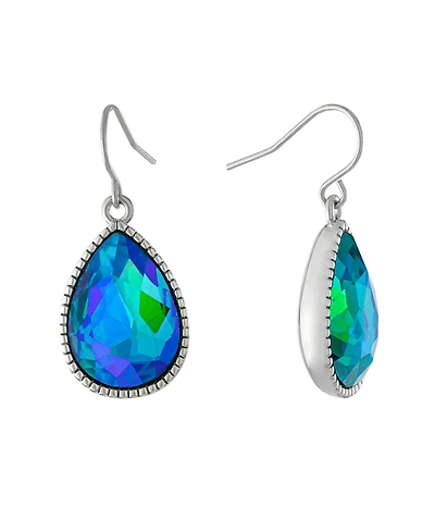 Macy's Pear Shape Crystal Drop Earrings (7/25 ct. t.w.) Fine Silver Plated Brass