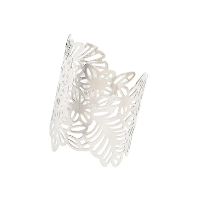 Sohi Women's Silver Floral Filigree Cuff Bracelet