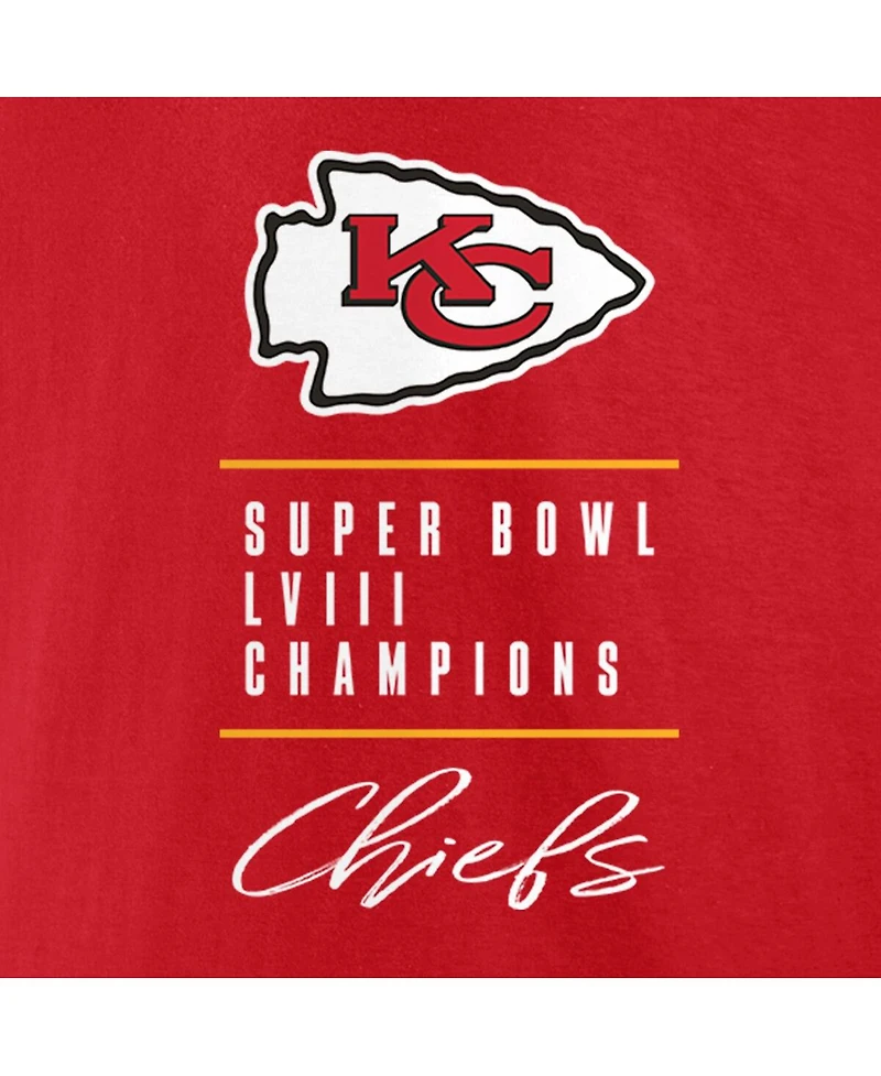 Men's Fanatics Red Kansas City Chiefs Super Bowl Lviii Champions Signature Roster Big and Tall T-shirt