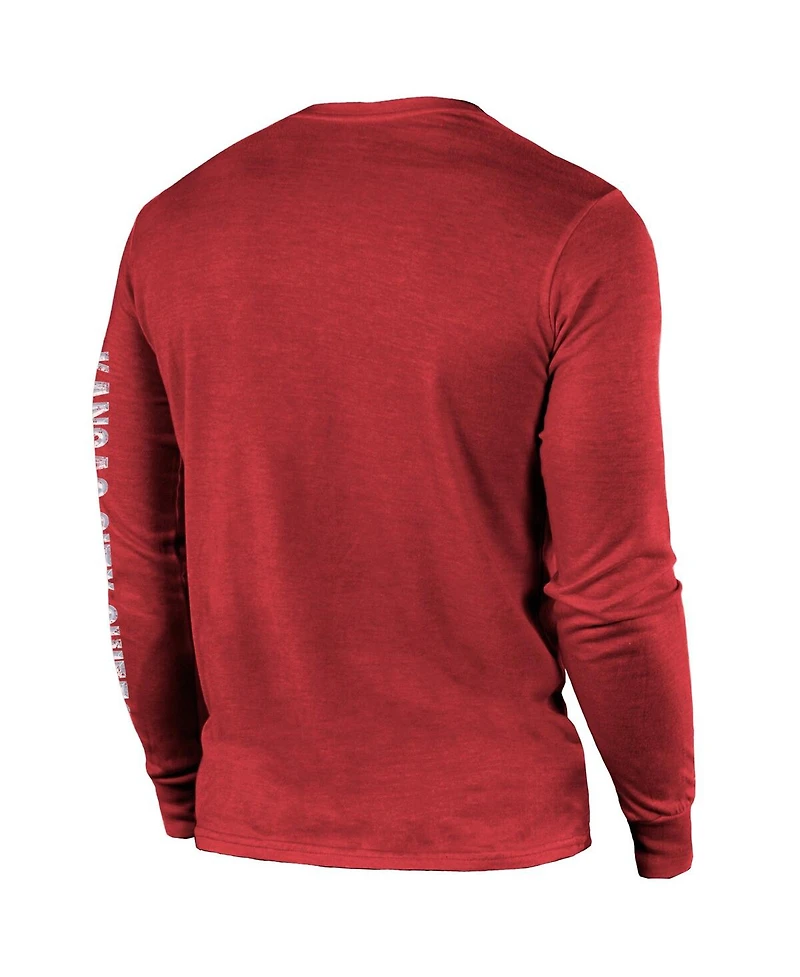 Men's Majestic Red Kansas City Chiefs Super Bowl Lviii Champions Tri-Blend Long Sleeve Hit T-shirt