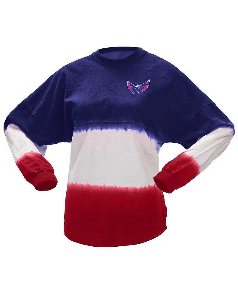 Women's Spirit Jersey Navy, Red Washington Capitals Ombre Long Sleeve T-shirt