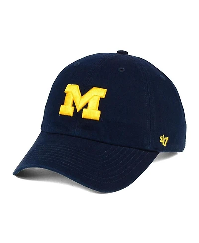 Men's '47 Brand Navy Distressed Michigan Wolverines Vintage-Like Clean Up Adjustable Hat