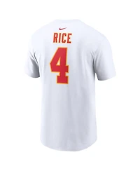 Men's Nike Rashee Rice White Kansas City Chiefs Super Bowl Lviii Patch Player Name and Number T-shirt