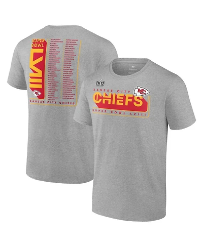 Men's Fanatics Heather Gray Kansas City Chiefs 2023 Afc Champions Two-Sided Roster Big and Tall T-shirt