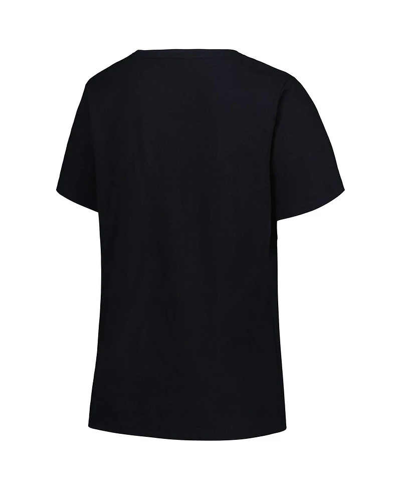 Women's Profile Black Orlando Magic Plus Arch Over Logo V-Neck T-shirt
