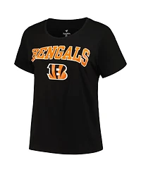 Women's Fanatics Black Cincinnati Bengals Plus Arch Over Logo T-shirt