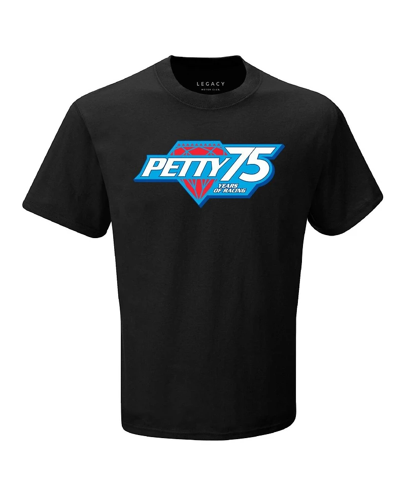 Men's Legacy Motor Club Team Collection Black Richard Petty 75th Anniversary Logo T-shirt