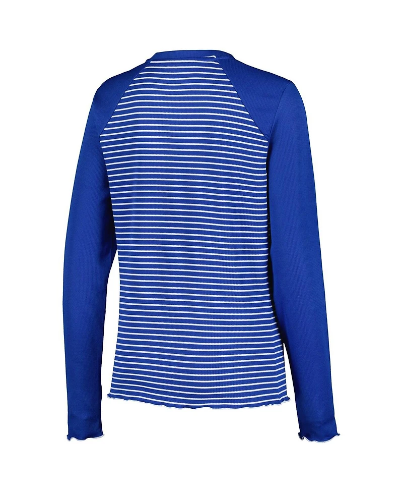 Women's Antigua Royal Buffalo Bills Maverick Waffle Henley Long Sleeve T-shirt