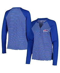 Women's Antigua Royal Buffalo Bills Maverick Waffle Henley Long Sleeve T-shirt