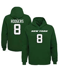 Big Boys Aaron Rodgers Green New York Jets Mainliner Player Name and Number Pullover Hoodie