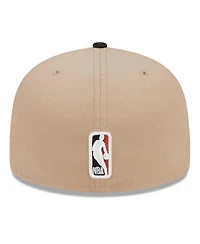 Men's New Era Tan, Black Burnt Orange Logo 2-Tone 59FIFTY Fitted Hat