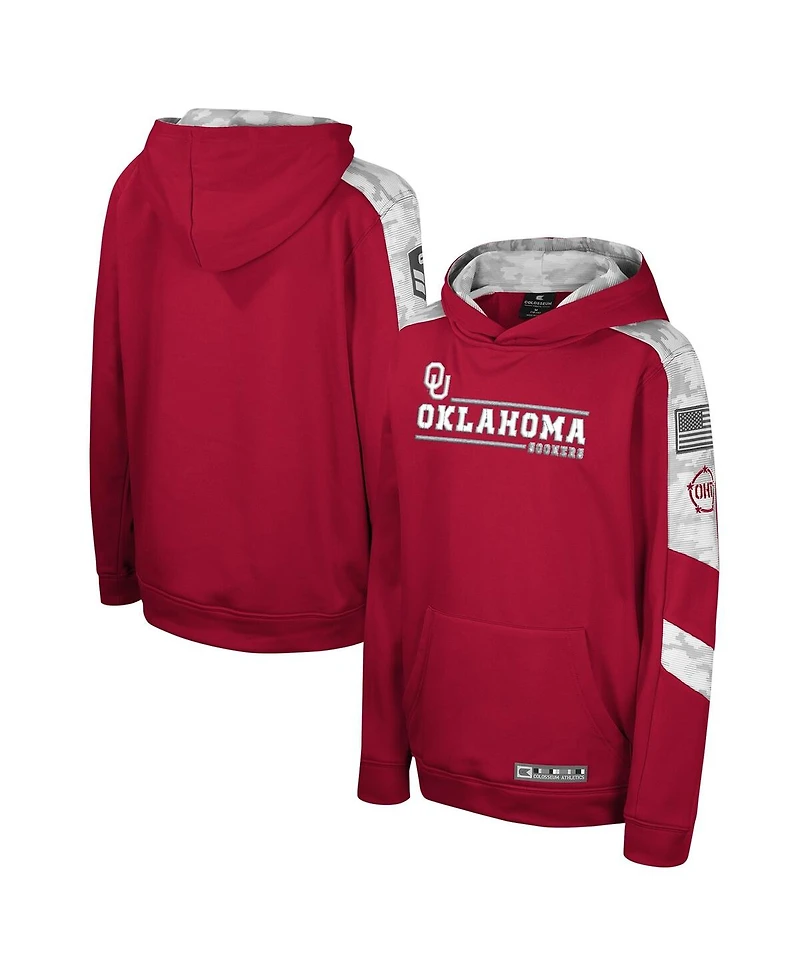 Big Boys Colosseum Crimson Oklahoma Sooners Oht Military-Inspired Appreciation Cyclone Digital Camo Pullover Hoodie