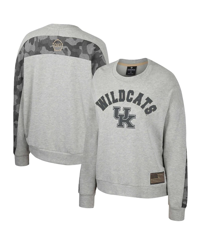 Women's Colosseum Heather Gray Kentucky Wildcats Oht Military-Inspired Appreciation Flag Rank Dolman Pullover Sweatshirt