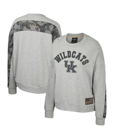 Women's Colosseum Heather Gray Kentucky Wildcats Oht Military-Inspired Appreciation Flag Rank Dolman Pullover Sweatshirt