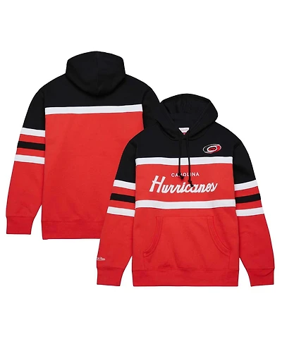 Men's Mitchell & Ness Red, Black Carolina Hurricanes Head Coach Pullover Hoodie