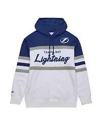 Men's Mitchell & Ness White, Blue Tampa Bay Lightning Head Coach Pullover Hoodie