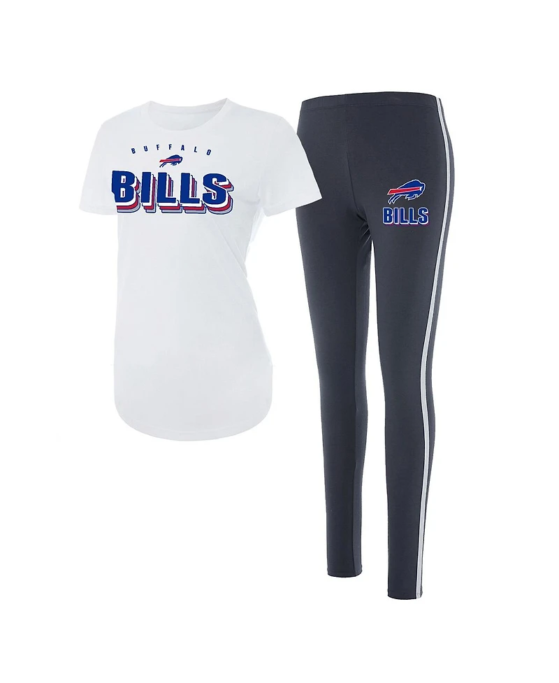Women's Concepts Sport White, Charcoal Buffalo Bills Sonata T-shirt and Leggings Set