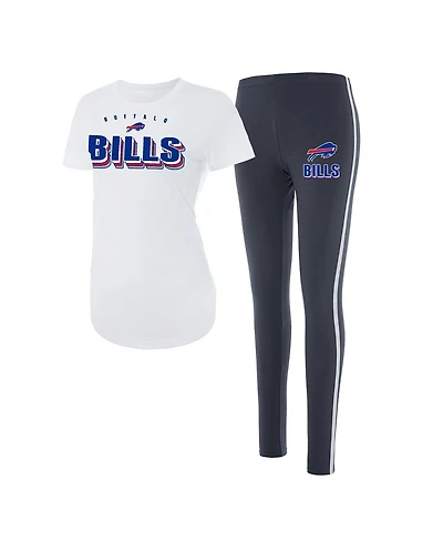 Women's Concepts Sport White, Charcoal Buffalo Bills Sonata T-shirt and Leggings Set