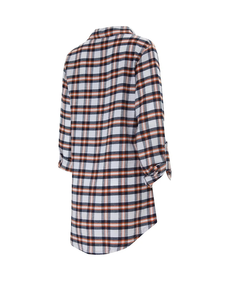 Women's Concepts Sport Navy Chicago Bears Sienna Plaid Full-Button Long Sleeve Nightshirt