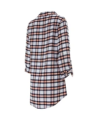 Women's Concepts Sport Navy Chicago Bears Sienna Plaid Full-Button Long Sleeve Nightshirt
